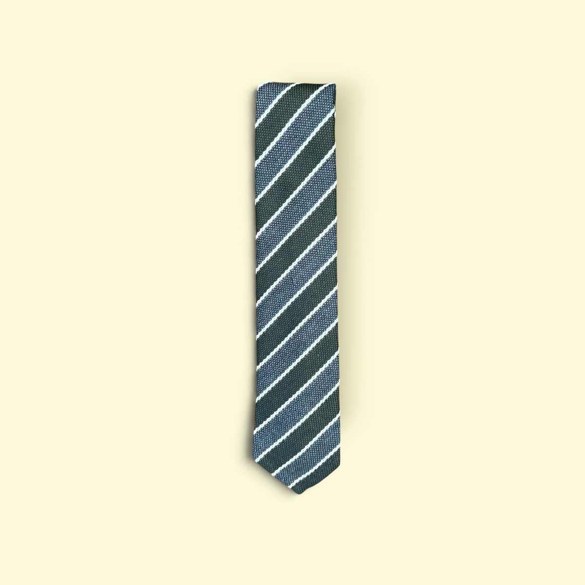 Roped Cashmere Tie (Green, Grey)