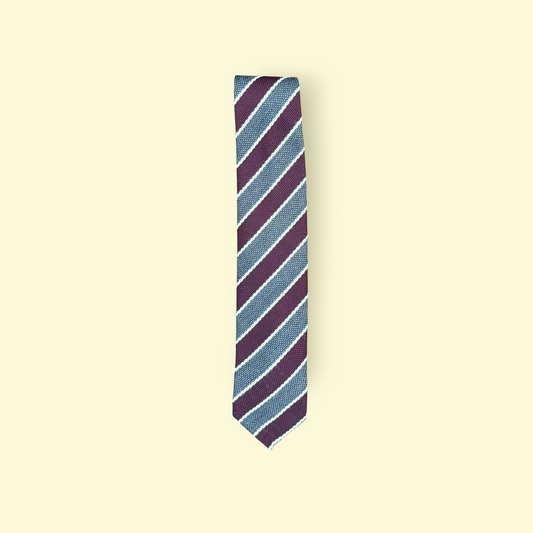 Roped Cashmere Tie (Burgundy, Grey)