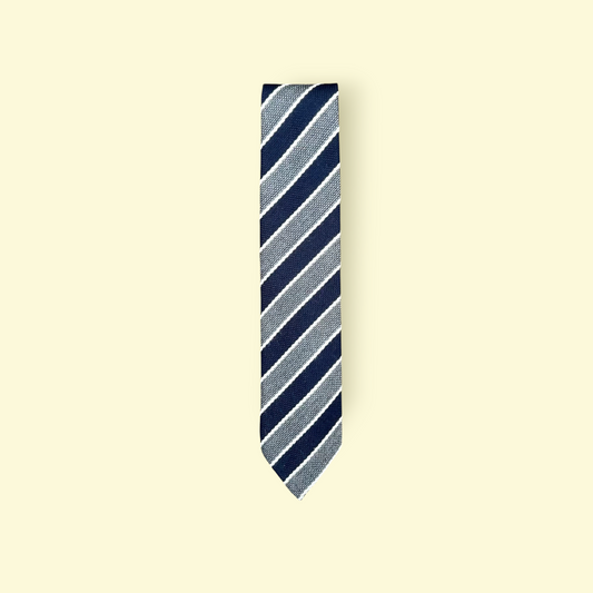 Roped Cashmere Tie (Navy, Grey)